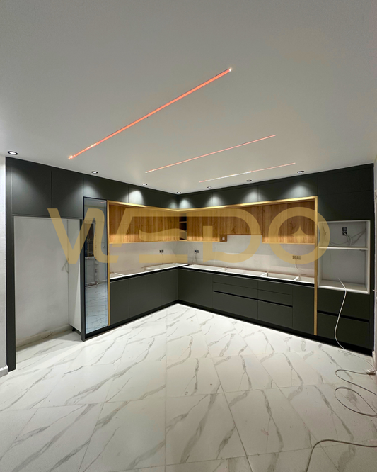 Cuisine Spectacle : Harmonie Anthracite, Bois et Éclairage LED