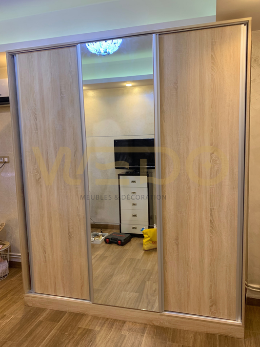Dressing "Sonoma Miroir" : L'Élégance du Bois Clair au Service d'un Rangement XXL !
