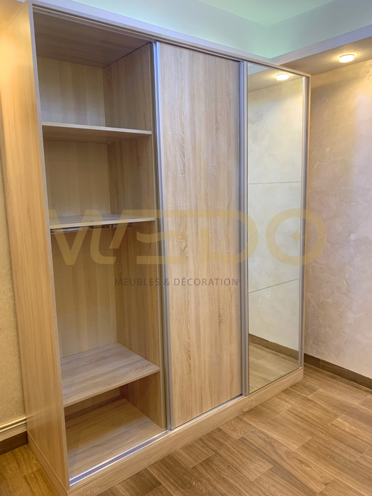 Dressing "Sonoma Miroir" : L'Élégance du Bois Clair au Service d'un Rangement XXL !